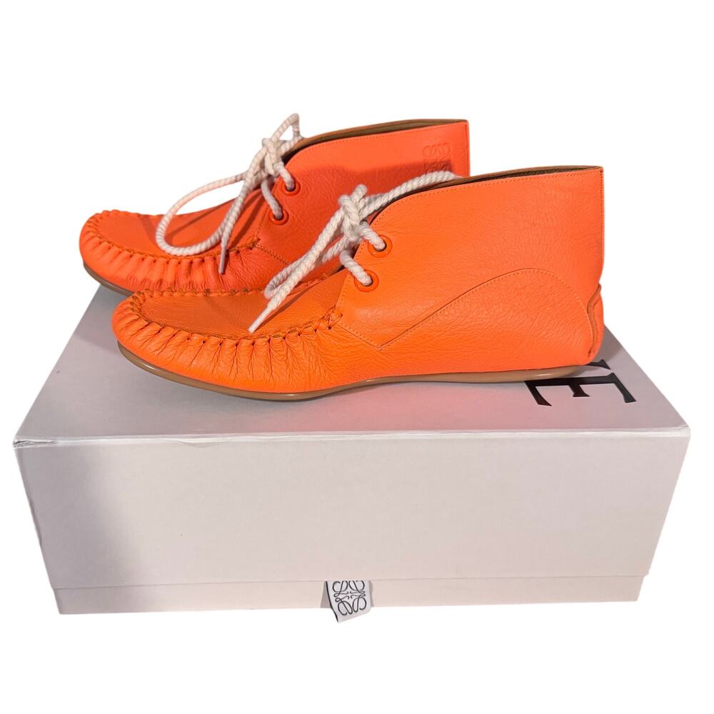 New Auth. Loewe Leather Lace Moccasins Booties Size 40 W/Box & Dust Bags - Picture 4 of 15